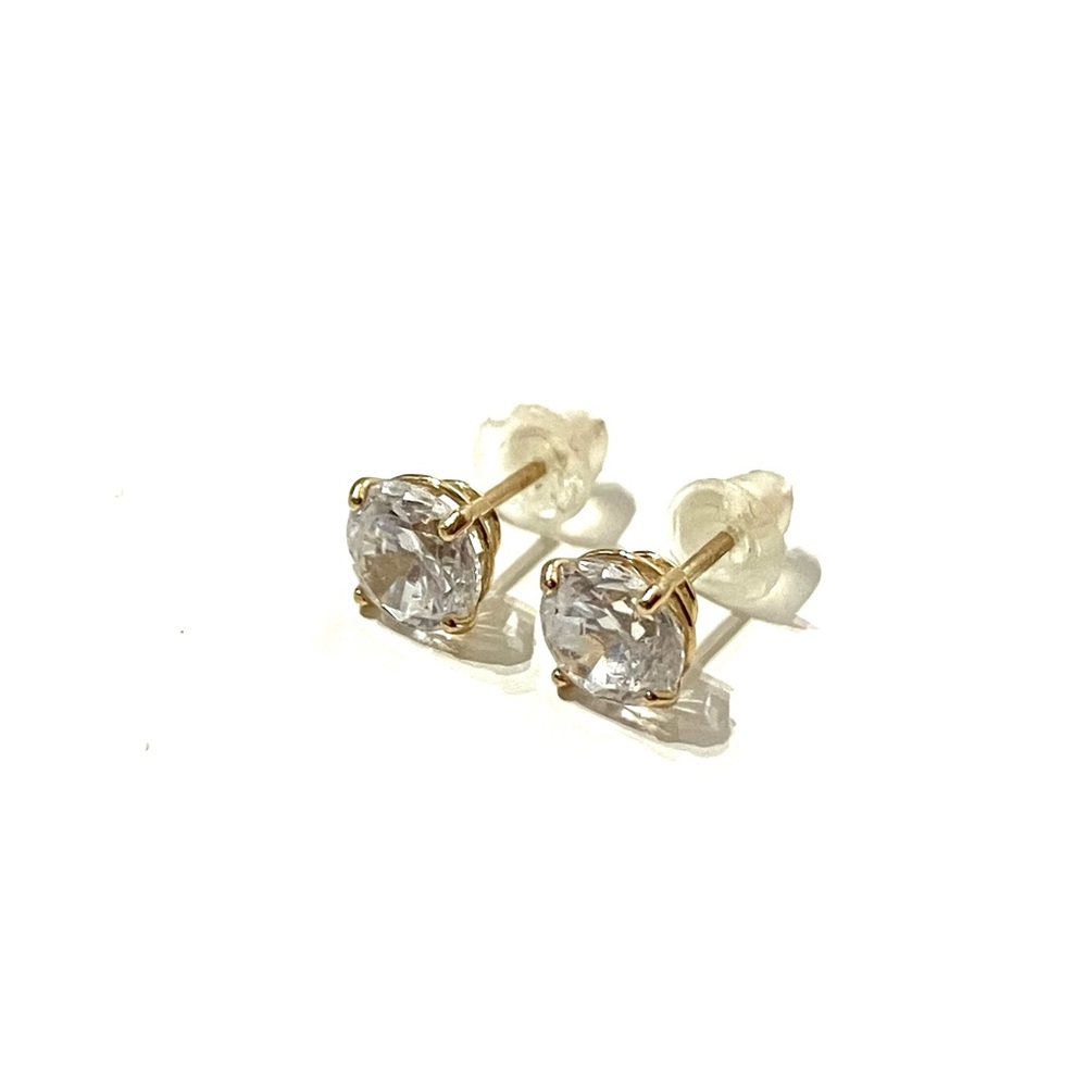 14K Gold 5mm CZ Stud Earrings